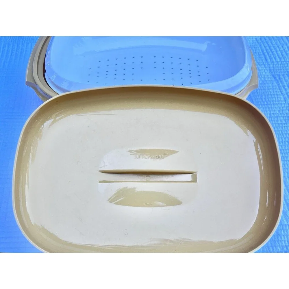 1970’s Vintage Tupperware 4 Pc Rice Vegetable Steamer Set Harvest Gold Full Set